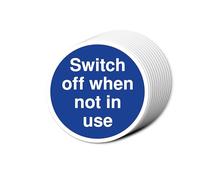 Switch Off When Not In Use Fire Door Signs 80mm x 80mm Multi Pack Strong Adhesive Vinyl Stickers for Fire Door Safety (12)