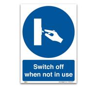 Switch Off when not in use Sign, A3 420x297mm, PVC Rigid Plastic, Mandatory Health and Safety Signs
