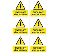 Switch off when not in use sticker, 100x100mm, pack of 6 on A4 sheet