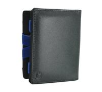 Switch One Magic Wallet | Men's Wallet with Coin Compartment | RFID & NFC Blocker | Genuine Leather Black with Blue Bands | Slim Wallet in Gift Box | Magic Wallet