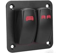 Switch Panel, 2-position Boat-shaped Rocker Switch for Car And Rv Modification, 12-24v Aluminum Alloy Pre-wired Panel with Led(Red)