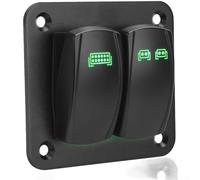 Switch Panel, 2-position Boat-shaped Rocker Switch for Car And Rv Modification, 12-24v Aluminum Alloy Pre-wired Panel with Led(Green)