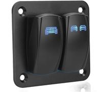 Switch Panel, 2-position Boat-shaped Rocker Switch for Car And Rv Modification, 12-24v Aluminum Alloy Pre-wired Panel with Led(Blue)