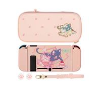(Switch Shell Bag) NEKO Cat Switch OLED Case Storage Bag PU Carrying Case Pink Shockproof Shell Switch Hard PC Cover For Nintendo Switch Accessory