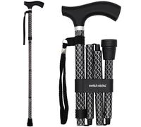 Switch Stick Luxury Engraved Black Walking Stick - Folding And Adjustable