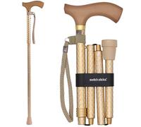Switch Stick Luxury Engraved Pearl Walking Stick - Folding And Adjustable