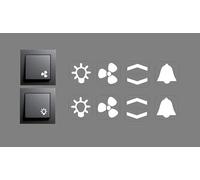 Switch Sticker Set with White Symbols Light Arrows Bell Fan Sticker in White Smart Home (RP29/1) (14 mm)