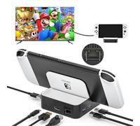 Switch TV Dock, Aukuoy Docking Station for Nintendo Switch/Switch OLED, 6-in-1 Switch Dock Portable Charging Stand with HDMI 2.0, Ethernet Port, Type-C Port and 3 USB Ports, Supports YouTube On TV