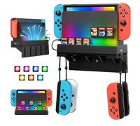 Switch Wall Mount for Nintendo Switch and Nintendo Switch OLED,Games Stand Controller Holder,Wall Mount Console Shelf with 7 Game Card Storage 4 Joy Con Hanger Safely Organizer Accessories