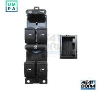 Window lift switch Left Front black 26345 MEAT & DORIA for SKODA OCTAVIA I