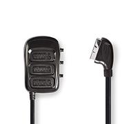 Switchable SCART Box | SCART Male - 3X SCART Female | 0.5m | Black