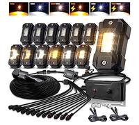 Switchback LEDMIRCY Rock Lights Kit White & Amber Strobe Rock Lights 12 Pods 6 Mode Memory Function Reset Function with Wiring Harness for Jeep Trucks ATV UTV SUV RZR Under Body High Power Waterproof