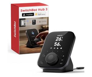 SwitchBot Hub 3 for Home Automation, Matter Bridge Smart Home Hub with IR & Bluetooth Remote, work as a WiFi Thermometer Hygrometer, Supports Alexa/Apple HomeKit/Google Home/IFTTT