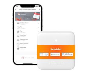 SwitchBot Hub Mini Matter Enabled, Smart IR Blaster Hub & Home Smart Devices, Works with Alexa/Google Home/Apple Home, Control IR Appliances via App, Link SwitchBot Devices, 2.4GHz Wi-Fi Only