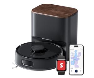 SwitchBot K11+ Robot Vacuum with Mop, 6000Pa Powerful Suction, 90-Day Dust Storage, Self-Emptying LDS Smart Mapping Slim 3.6" Design, Works with Apple Home, Alexa, Google Home and Matter (Black)