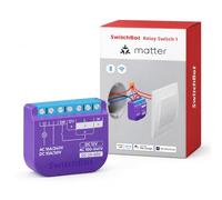 SwitchBot Relay Switch 1 Purple, Smart Relay Switch with Bluetooth Repeater, Matter Compatible, Wi-Fi Switch Module, Neutral Wire Required
