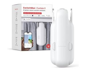 SwitchBot Smart Automatic Curtain Opener - Bluetooth Remote Control with App/Timer, Upgraded Performance Motor, Add SwitchBot Hub to Make it Work with Alexa, Google Home, HomeKit(Curtain 3, U Rail)