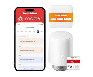 SwitchBot Smart Radiator Thermostat Matter Combo - Bluetooth Thermostat with App & Timer Control, Energy-Saving, Easy Installation, Compatible with Alexa, Apple Home