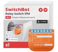 SwitchBot Smart Relay Switch 1PM, Power Monitoring Smart Relay Module with Built-in Bluetooth Repeater, Wi-Fi&Bluetooth Switch Works with Alexa/Apple Home/Google Home/Matter Hub Required, 2.4GHz,16A