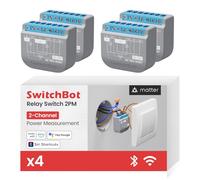 SwitchBot Smart Relay Switch 2PM, Power Monitoring, Smart Relay Module with Built-in Bluetooth Repeater, Wi-Fi&Bluetooth Switch Works with Alexa/Apple Home/Google Home/Matter Hub Required, 2.4GHz, 16A