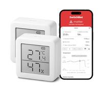 SwitchBot Smart Room Thermometer Hygrometer Sensor Indoor 2Packs, Bluetooth Digital Temperature Monitor with Free Data Storage, Dewpoint/VPD/Absolute Humidity Meter, LCD Screen Wireless Thermometer