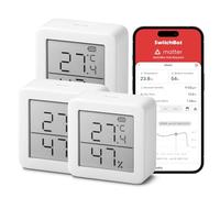 SwitchBot Smart Room Thermometer Hygrometer Sensor Indoor 3Packs, Bluetooth Digital Temperature Monitor with Free Data Storage, Dewpoint/VPD/Absolute Humidity Meter, LCD Screen Wireless Thermometer