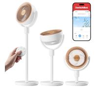 SwitchBot Standing Circulator Fan with RGB Lights, 22dB Ultra-Quiet Floor Fan with Remote Control, Matter Compatible via Hub, 9.15 m³/min Airflow, Height Adjustable, 4 Modes, 9 Speeds, 9-Hour Timer