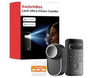 SwitchBot WiFi Smart Lock Ultra with Keypad Vision, 3D Face Recognition, Fingerprint Door Lock, Smart Door Lock, Fits Your Existing Euro Profile Cylinder, Supports Matter, Alexa, Google, IFTTT