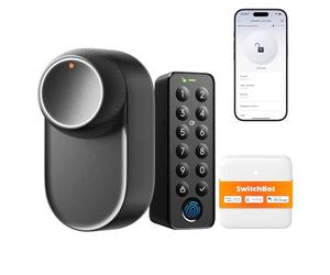 SwitchBot WiFi Smart Lock Ultra with Touchscreen Keypad, Fingerprint Door Lock, Smart Door Lock, Triple Power System, Fits Your Existing Euro Profile Cylinder, Supports Matter, Alexa, Google, IFTTT