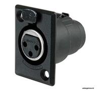 Switchcraft D3FB 3-Pin Female XLR Panel Mount Plug, Black Finish
