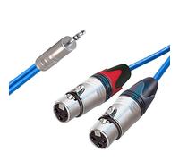 Switchcraft Mini Jack to 2 x Neutrik Female XLRs, Sommer ONYX 2025 Black Cable (5m, Blue)