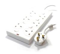 kenable Switched 6 Gang Mains Extension Lead 6 Way UK Power Sockets White 5m
