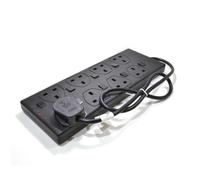 Switched 8 Gang Mains Extension Lead 8 Way UK Power Sockets Black 1m