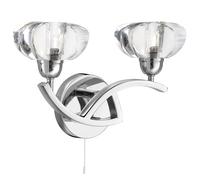 Switched Curved Arm Wall Light With Clear K9 Glass