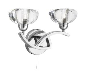 Switched Curved Arm Wall Light With Clear K9 Glass