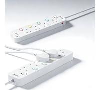 Switched Extension Lead 5 Way 5M and 5M with USB Ports,Multiple Protection, Indicator Light, White, 2 Pack