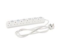 Switched Extension Lead 6 Gang Plug Socket 2 Meters Long - 379955