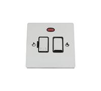 Switched Fused Spur Switch Neon -Polished Chrome -Flat -Black Insert - Metal Rocker Switch
