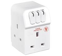 Switched Mains Adaptor with Surge Protection, 3 Gang, White - MSWRG3-MP