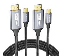 SWITCHFLUX 2 Pack USB-C to HDMI Cable 1M [4K@60Hz] High-Speed USB Type C to HDMI 2.0 Braided Cord (Thunderbolt 3/4 Compatible) for iPhone 15 Series, MacBook Pro/Air, iPad Pro, Galaxy S8 to S23
