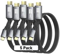 SWITCHFLUX 5 Pack USB-C to HDMI Cable 6Ft [4K@60Hz] High-Speed USB Type C to HDMI 2.0 Braided Cord (Thunderbolt 3/4 Compatible) for iPhone 15 Series, MacBook Pro/Air, iPad Pro, Galaxy S8 to S23