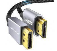 SWITCHFLUX 6FT DisplayPort to HDMI 8K Cable [8K@60Hz,4K@120Hz,2K@144Hz] Uni-Directional DP Source to Display, DisplayPort 1.4 to 2.1 Braided Cord for AMD, NVIDIA