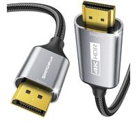 SWITCHFLUX Active DisplayPort to HDMI Cable 10Ft (4K@60Hz,1440P/2K@120Hz) Uni-Directional Display Port 1.2 to HDMI 2.0 Braided Cord,DP to HDMI Compatible with AMD,NVIDIA,Desktops,and Gaming Monitors