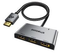 SWITCHFLUX DisplayPort Splitter for 3 Monitors Adapter |4K@60Hz| DP Splitter Extended Display 1 in 3 Out MST Hub for Multiple Monitor Compatible with PC,NVIDIA/AMD Graphic Card