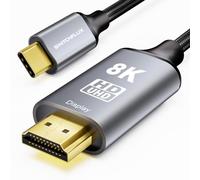 SWITCHFLUX USB C to HDMI 2.1 Cable 3M (8K@60Hz,4K@144Hz,2K@240Hz) Type-C to HDMI Braided Cord,[Thunderbolt 3/4/5Compatible] for iPhone 15 Series,MacBook Pro/Air,iPad Pro,Surface,Dell,HP