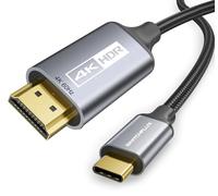 SWITCHFLUX USB C to HDMI Cable 10Ft |4k Gold-Plated Plugs| Type-C Male to HDMI Male High-Speed Cord,Thunderbolt 3/4 Compatible for iPhone 15 Series,MacBook,iMac,iPad Pro,Galaxy,Surface,Dell,HP-1Pack