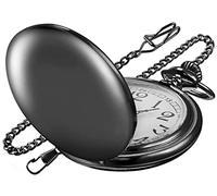 SwitchMe Classic Quartz Pocket Watch with Chain, Quartz Pocket Watch Adopts Unique Dial Design, Men's Pocket Watch with Chain Suitable for Christmas/Graduation/Birthday/Father's Day, PK120115-Black