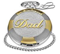 SwitchMe to My Greatest Dad Carving Quartz Pocket Watch for Father Engraved Watches Fob Chain Clock for Daddy Birthday Gifts, PK060820