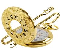 SwitchMe Vintage Quartz Pocket Watch Classic Roman Number Japan Movement with Belt Clip Chain Silver