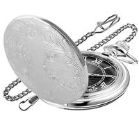 SwitchMe Vintage Quartz Pocket Watch Japan Movement with Belt Clip Chain Silver
